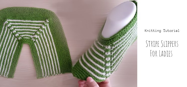 Knit Simple Stripe Slippers for Ladies