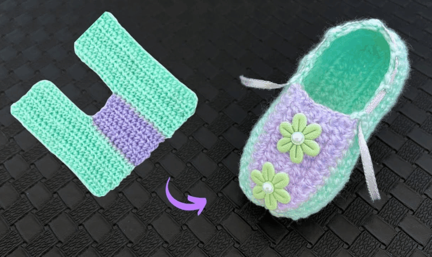 How to making a Beautiful Crochet Baby shoe Green Color