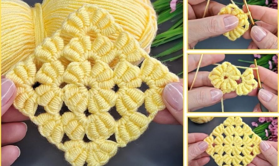 How to Make a Square Crochet Coaster (Yellow Color) 🧶🏵🏵🏵