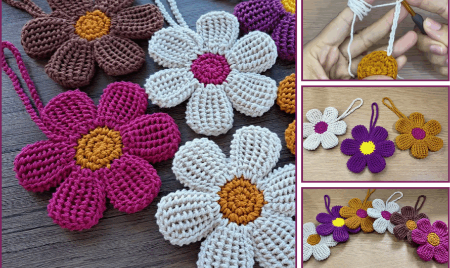 How to Make a Crochet Coaster with a Yellow 3D Flower 🧶🌸🌸