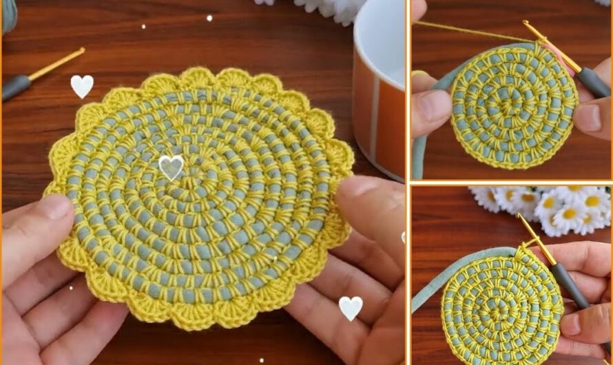 How to Make a Crochet Coaster with a Yellow Flower 🧶🧶🍀🍀