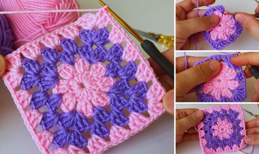 🧵 How to Crochet a Baby Blanket – Flower Granny Square Motif