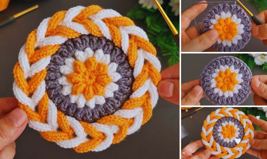 🌸 How to Make a Beautiful Cup Crochet Coaster – 3D Flower Style