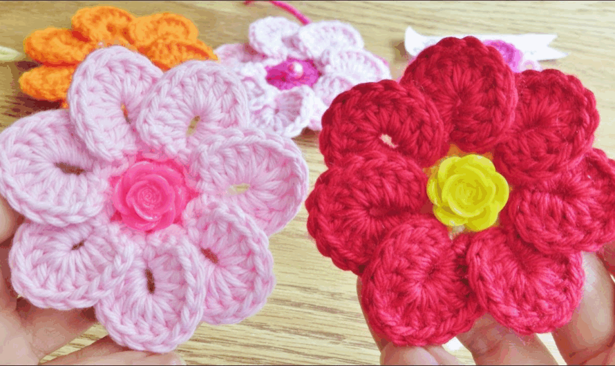 🌸 Crochet 7-Petal Flower Tutorial + Video
