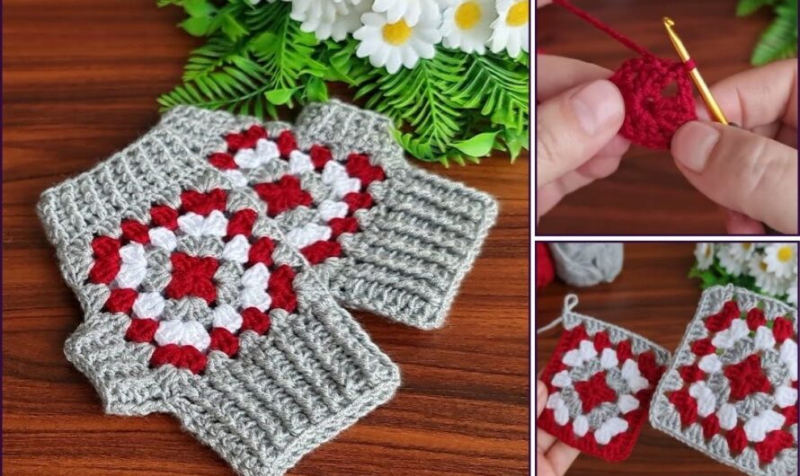 How to Crochet a Motif Glove Model (Focus on Joined Motifs)🧶🧶✨✨💖