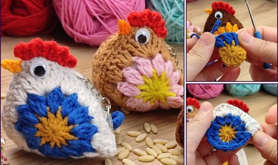 How to Crochet a Cute Chicken Keychain Motif🧶🧶🐓🐓🐓✨