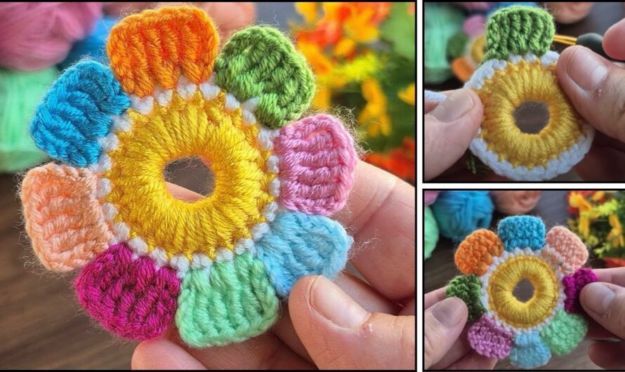 How to Crochet a 3D Flower Motif: A Detailed Tutorial🧶🧶🌸🌸🌸