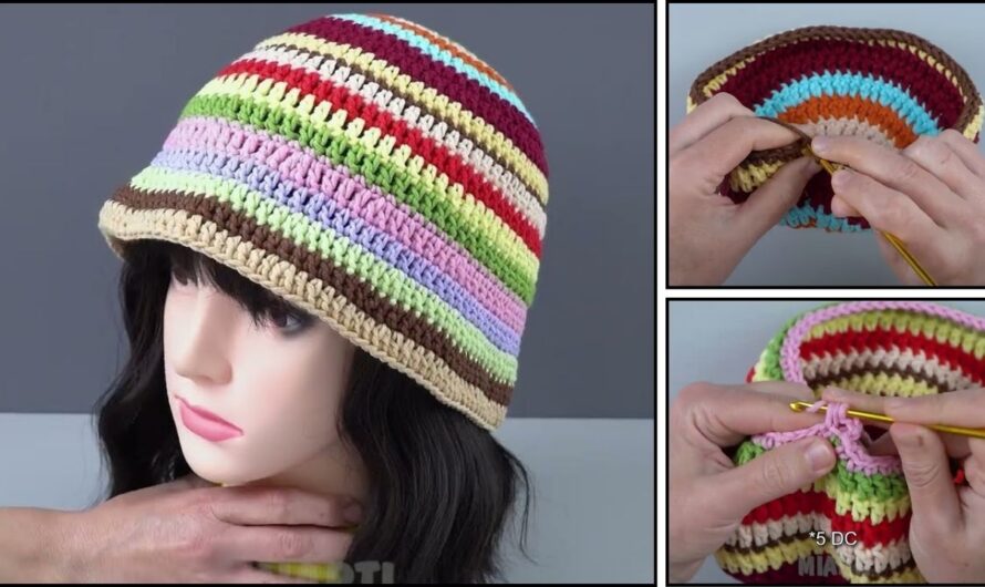 How to Crochet a Multicolor Bucket Hat from Scrap Yarn: A Detailed Guide🧶🧶✨👒👒👒