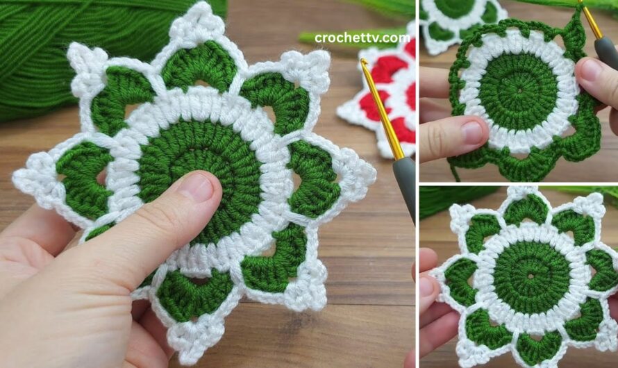 🧶🌸 How to Crochet a Snowflake Coaster / Christmas Motif