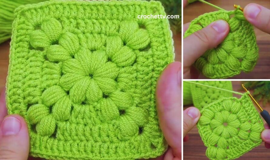 🌿👶 How to Make a Crochet Baby Blanket with Flower Motif – Green Color