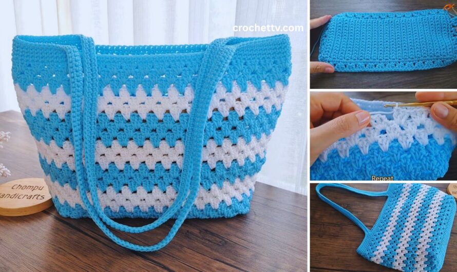 🧶👜 How to Make a Crochet Tote Bag with Striped Color – Full Tutorial for Detailed