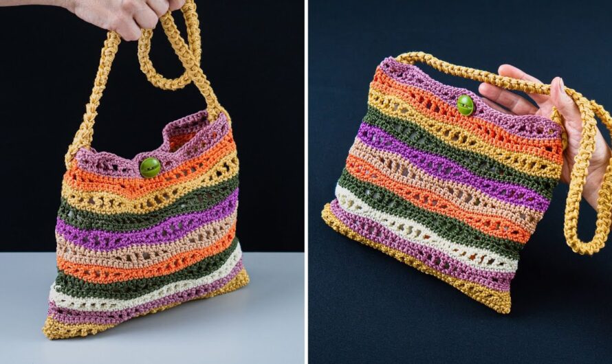 🧶👜 Easy Multicolor Crochet Waves Bag – Stet by Step Tutorial