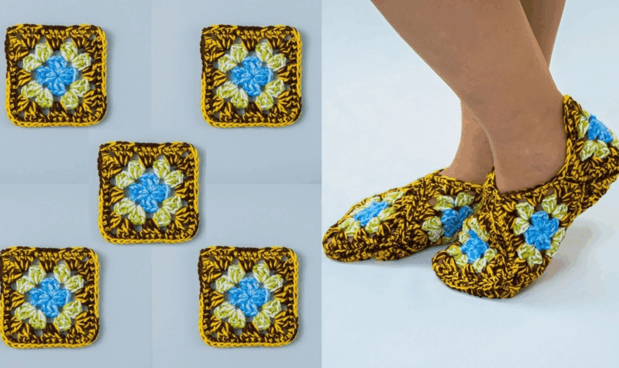 How to Crochet Easy Granny Square Slippers🧶🧶✨✨💖💖