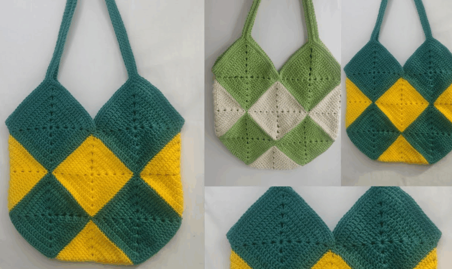 How to Crochet a Simple Square Tote Bag🧶👜👜✨✨✨