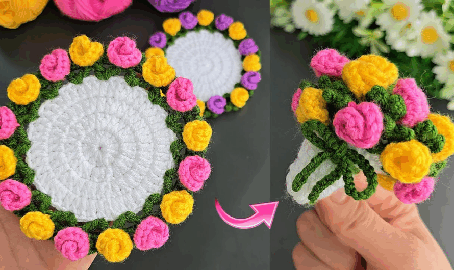 How to Crochet Colorful Flower Coasters for Coffee Cups 🏵🏵🧶🧶
