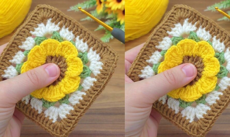 🌻 Easy Sunflower Crochet Square Baby Blanket – Step-by-Step Tutorial