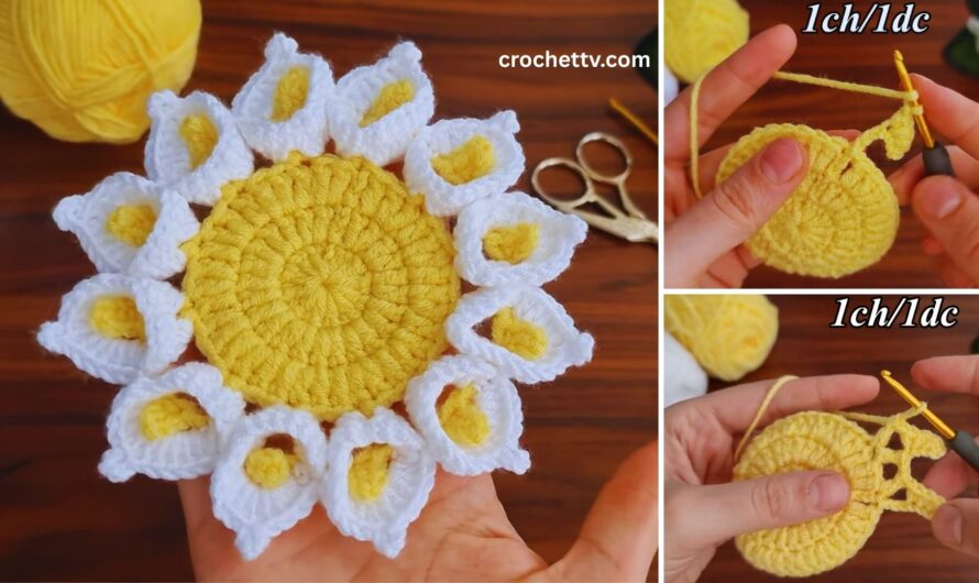 🌸 How to Make a Crochet Tea Rose with Leaves | Step-by-Step Pattern