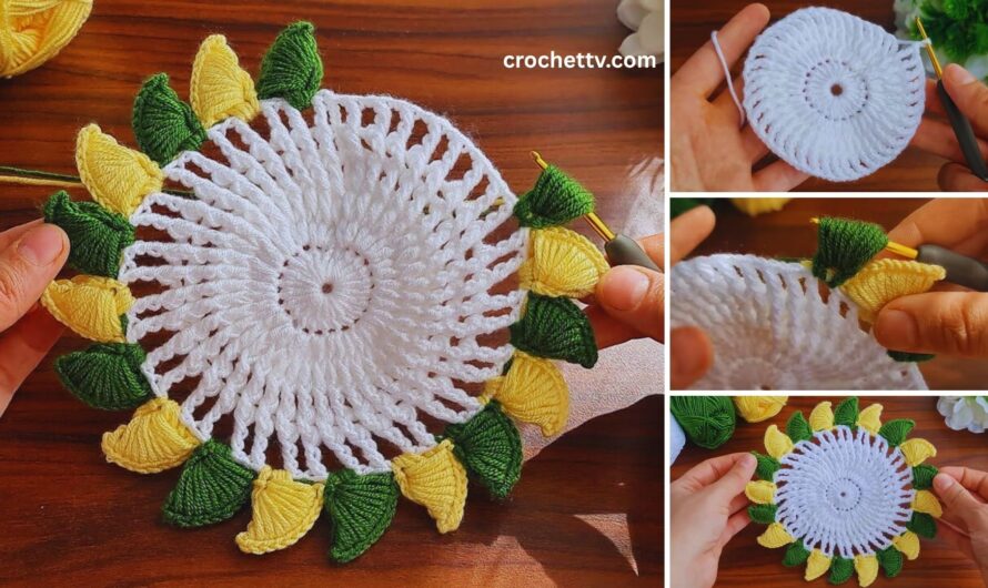 🌸 How to Crochet a Beautiful Striped Motif Flower Coaster – Step-by-Step Tutorial