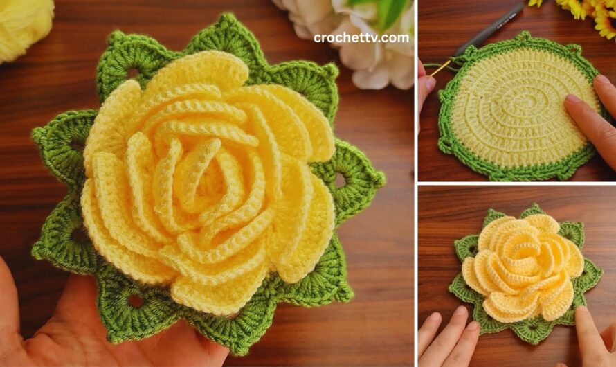 🌹 How to Make a Large Crochet Rose Flower with Two Colors | Step-by-Step Pattern
