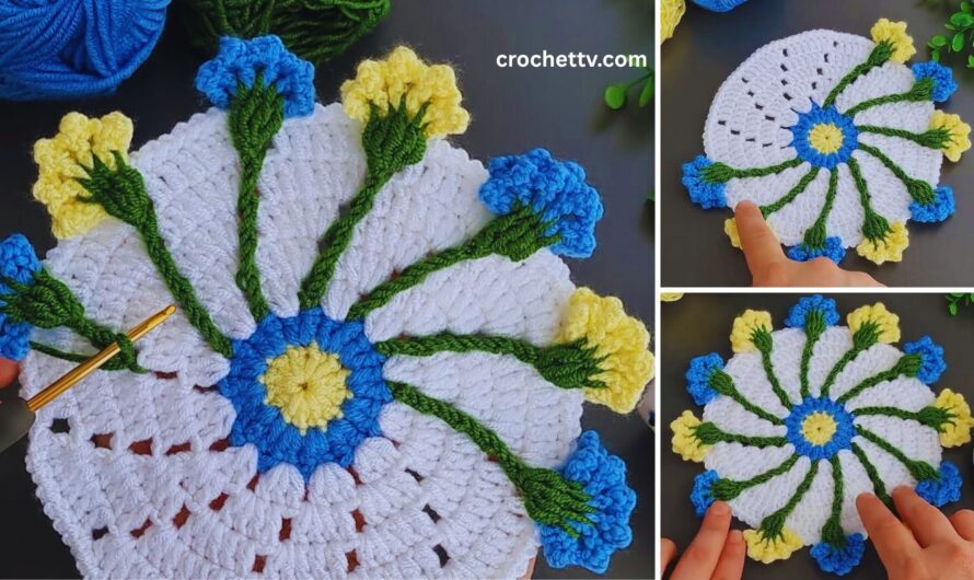 🌸 How to Crochet a Beautiful Motif Flower Coaster – Step-by-Step Tutorial