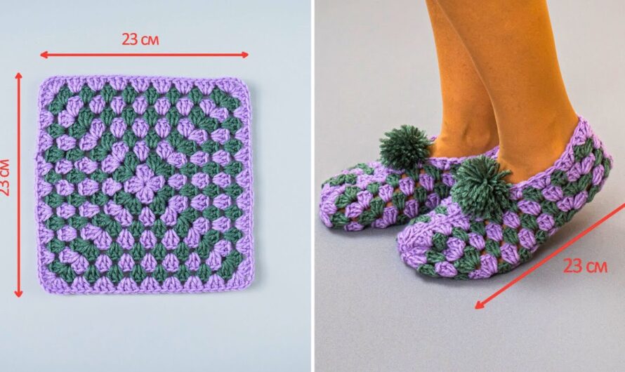 How to Crochet Granny Square Slippers – Striped Color🧶🧶