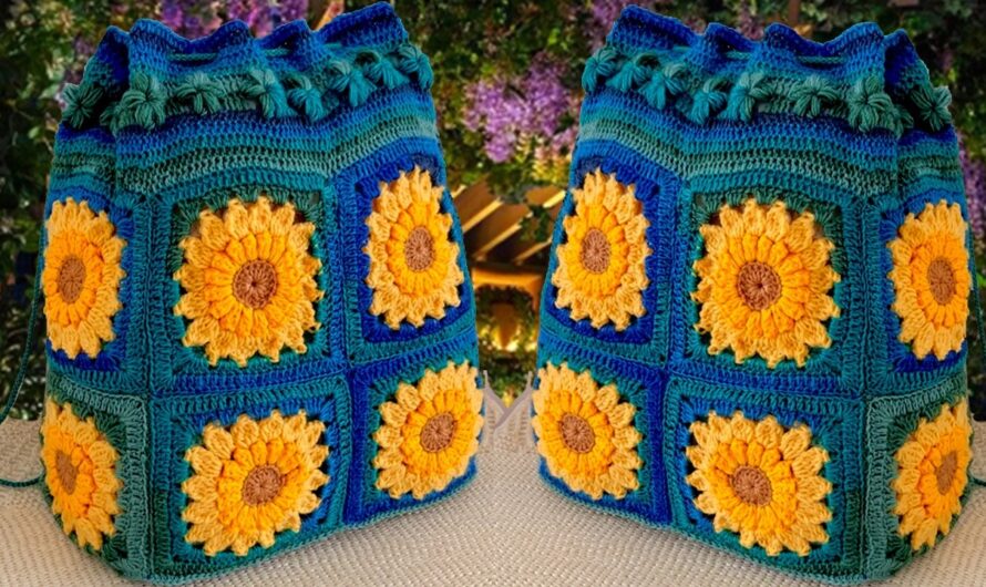 🎒 How to Crochet a Backpack with Square Flower Motifs – Complete Step-by-Step Tutorial