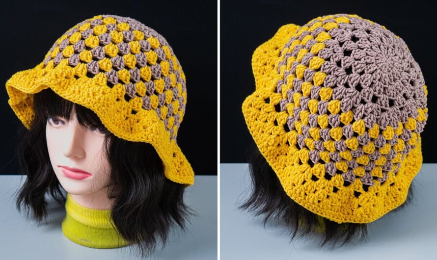 How to Crochet Granny Square Summer Bucket Hat | Step by Step Pattern