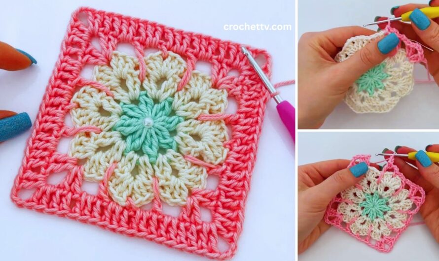 🌸 How to Crochet a Flower Style Square | Step-by-Step Pattern