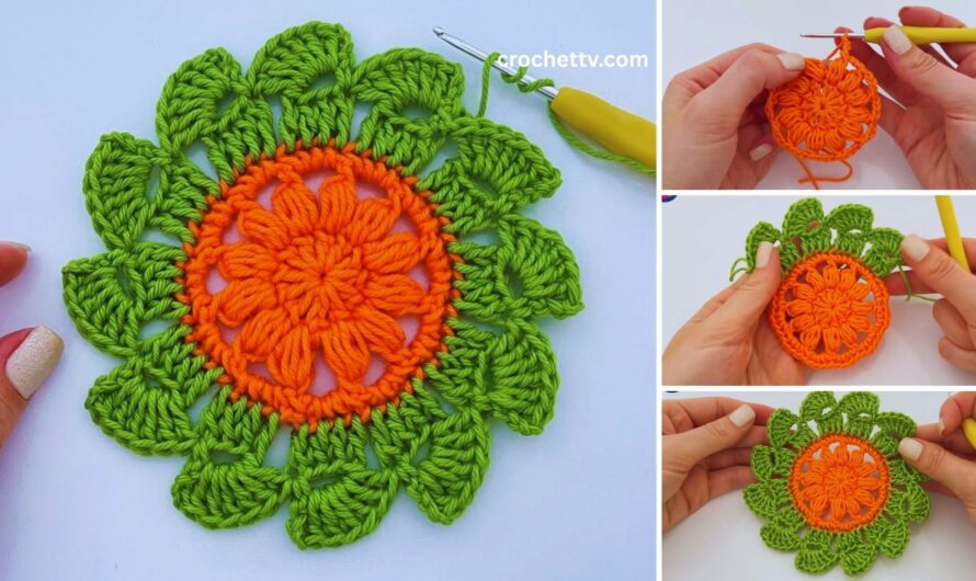 🧶🌸 How to Crochet Coaster with Two Lines in One – Easy Step-by-Step Tutorial