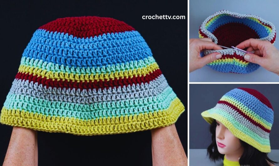 How to Crochet a Striped Bucket Hat – Step-by-Step Tutorial👒👒💖🧶