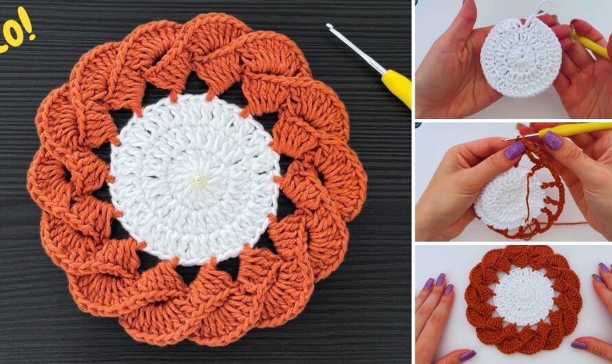 How to Crochet a Two-Color Tea Cup Coaster | Step-by-Step Pattern