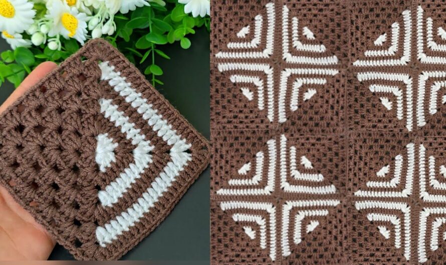Easiest Corner to Corner Crochet Square – White & Brown Design  | Step by step Pattern