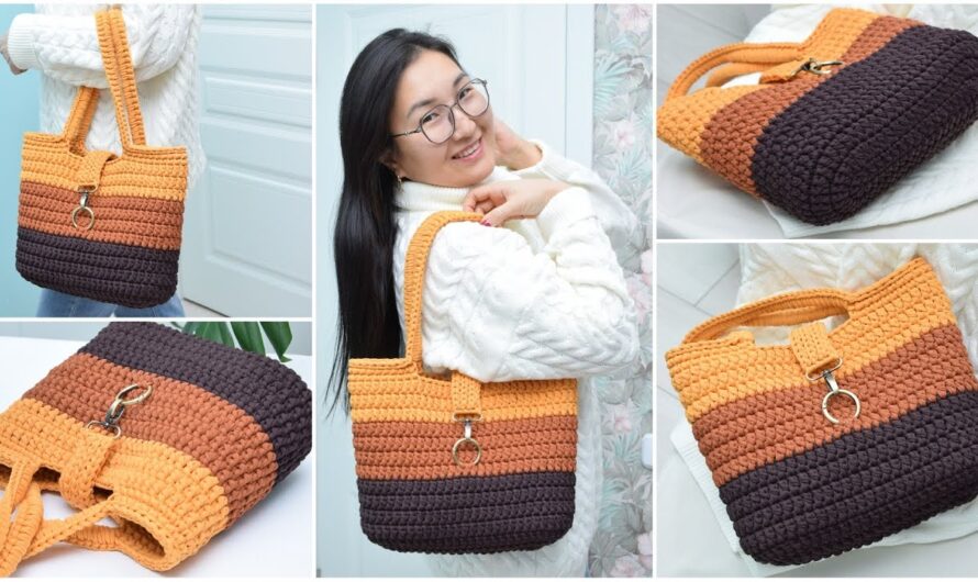 👜 How to Crochet a Handbag with Polyester Cord – Three Colors | Step-by-Step Pattern