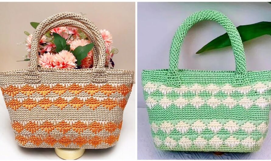 How to Beautifully Design and Easily Make a Crochet Tote Bag with Striped Color | Step-by-Step Crochet Tutorial 👜👜🧶💖