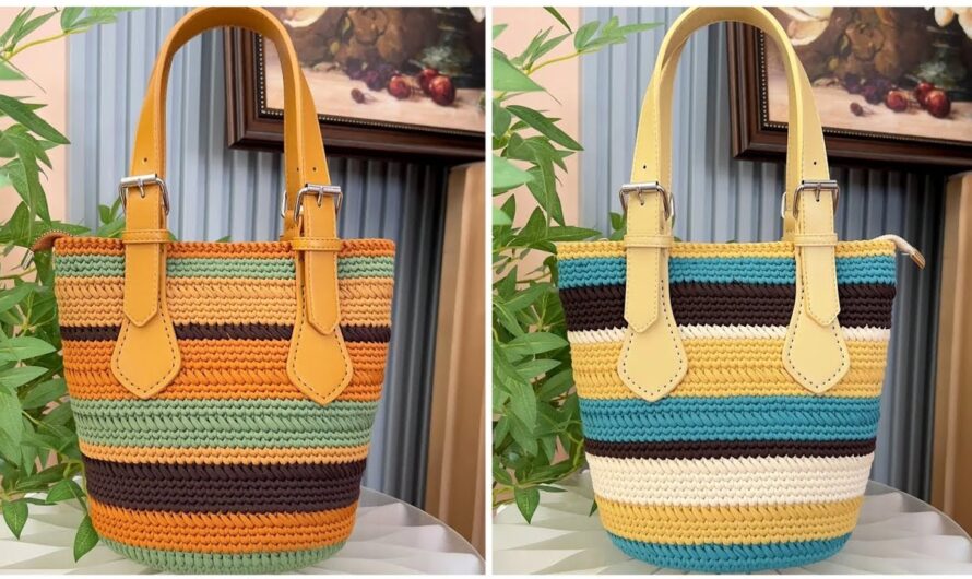 How to Beautifully Design and Easily Make a Crochet Bag with Striped Color | Step-by-Step👜👜🧶🧵