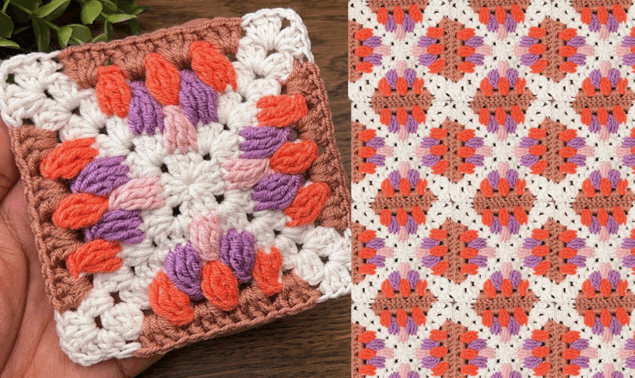 Super easy crochet square motifs pattern for beginners✨🧶💖🌸