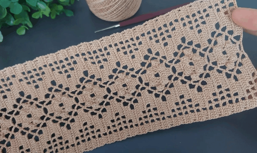 🌸 Filet Crochet Flower Lace Border Tutorial🧶✨🌺