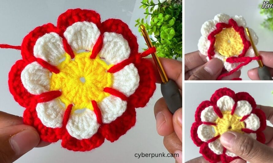 How to crochet flower pattern for beginners🧶✨💖🌺🌸