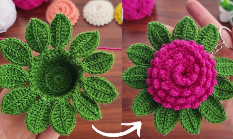 🥰 How to Make a Very Useful Crochet Flower Keychain & Pincushion